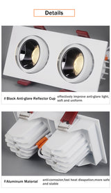 LED Embedded Ceiling Spot Light 14W 24W Square Ceiling Recessed Spot Light for Living room Home Aisle