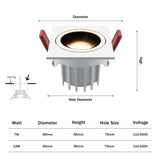 New Anti-glare LED Recessed Downlight Dimmable 7W 12W Ceiling Spot Light AC 110V/220V Angle Adjust Square Spot Lights
