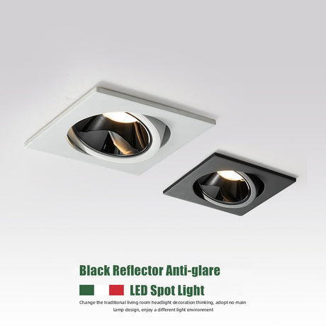 New Anti-glare LED Recessed Downlight Dimmable 7W 12W Ceiling Spot Light AC 110V/220V Angle Adjust Square Spot Lights