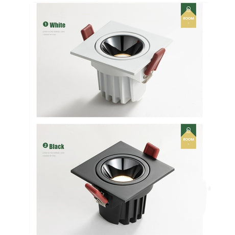 New Anti-glare LED Recessed Downlight Dimmable 7W 12W Ceiling Spot Light AC 110V/220V Angle Adjust Square Spot Lights
