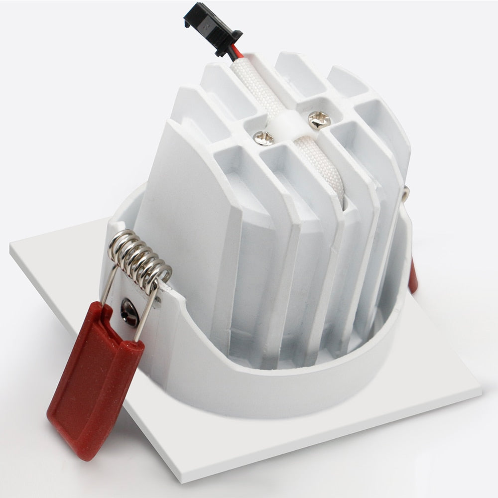 New Anti-glare LED Recessed Downlight Dimmable 7W 12W Ceiling Spot Light AC 110V/220V Angle Adjust Square Spot Lights