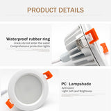 Recessed Led Downlight IP65 Ceiling Lamp Spot Led Waterproof Bathroom Lighting Fixtures Indoor Living Room Bedroom Kitchen Store