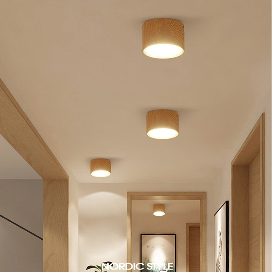 DBF High Bright Ceiling Spot Lights 5W 12W Nordic Wood Surface Mounted Ceiling Spot Light for Ailse Bar Kitchen Indoor Lighting