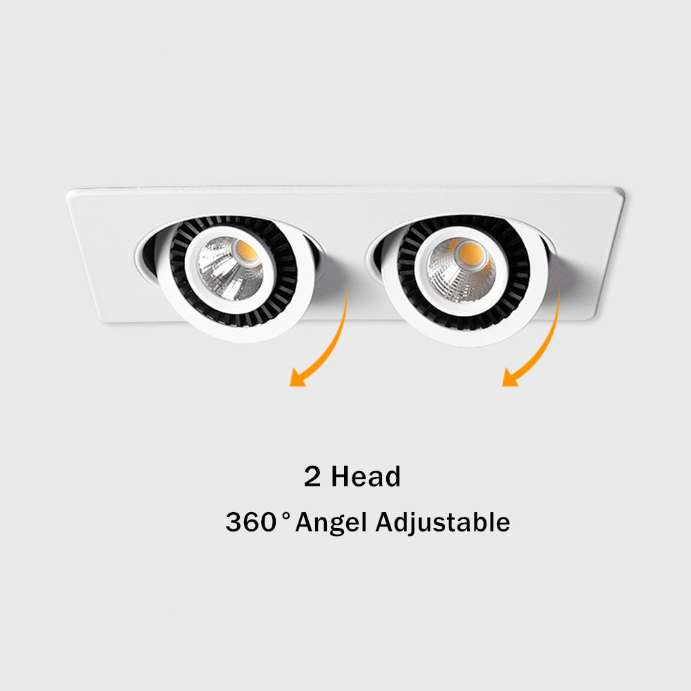 360 Angle Rotatable LED COB Recessed Downlight Square 10W 14W 20W 24W Ceiling Spot Light for Picture TV Background AC 220V