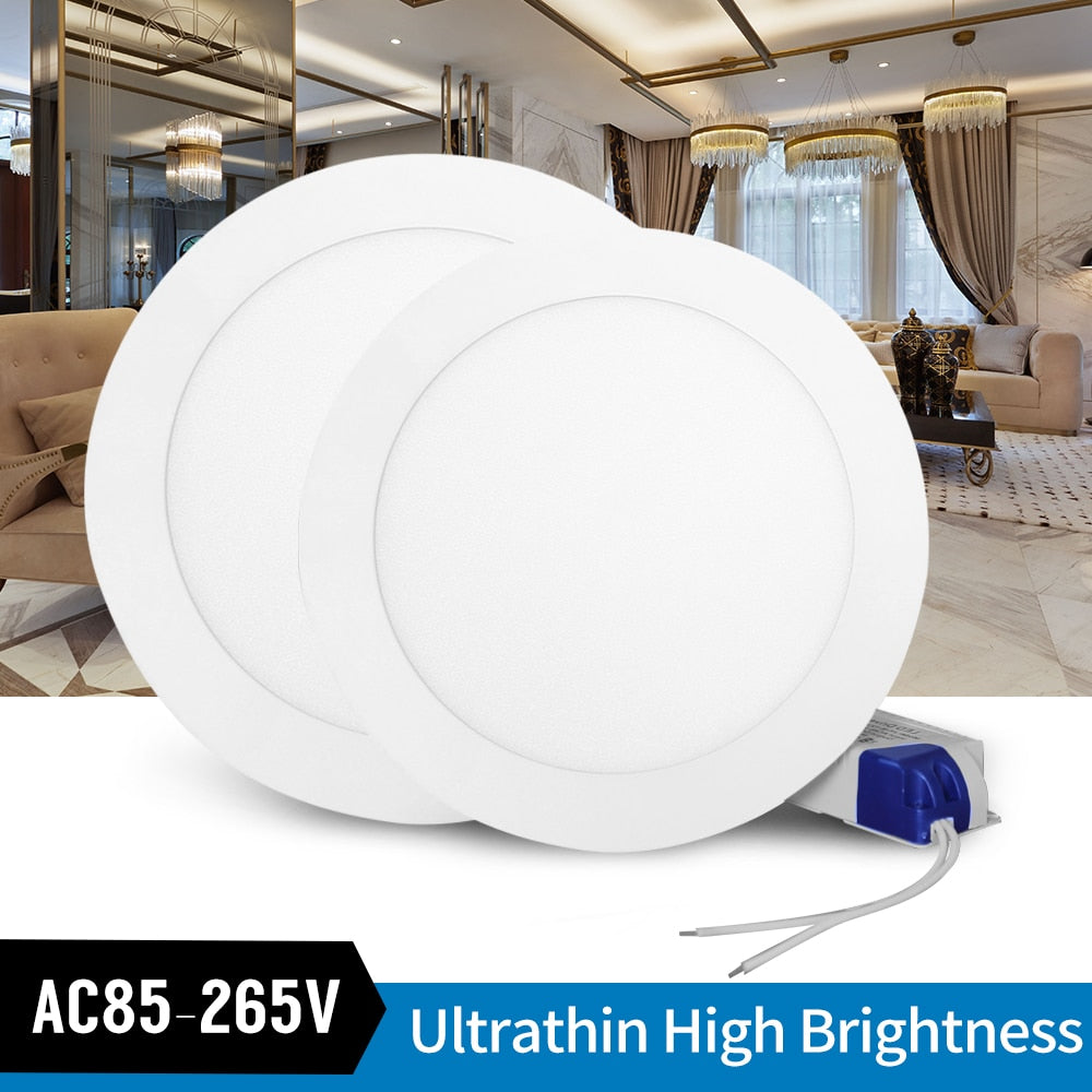 Ultrathin LED Downlight LED Round Panel Light 3W 6W 9W 12W 15W 18W Led Ceiling Recessed Grid Downlight  Lamp Lighting 110V 220V