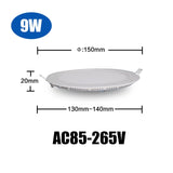 Ultrathin LED Downlight LED Round Panel Light 3W 6W 9W 12W 15W 18W Led Ceiling Recessed Grid Downlight  Lamp Lighting 110V 220V