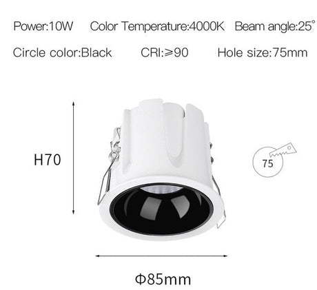 10W IP44 Waterproof LED Downlights 220V to 240V Recessed COB Ceiling Spots led Lamps For Bathroom Kitchen Indoor Lighting