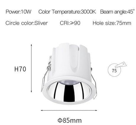 10W IP44 Waterproof LED Downlights 220V to 240V Recessed COB Ceiling Spots led Lamps For Bathroom Kitchen Indoor Lighting