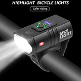 LED Bicycle Light 10W 800LM USB Rechargeable Power Display Mountain Road Bike Front Lamp Flashlight Cycling Equipment