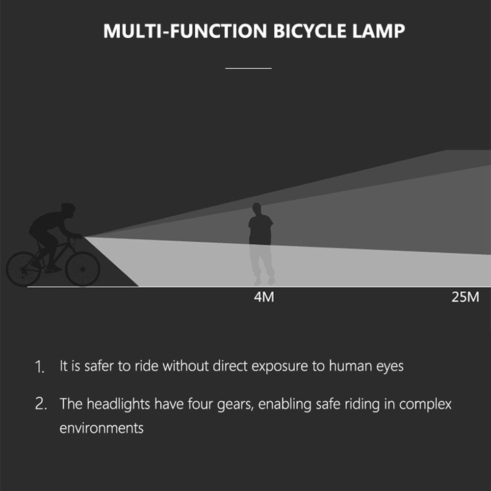 LED Bicycle Light 10W 800LM USB Rechargeable Power Display Mountain Road Bike Front Lamp Flashlight Cycling Equipment