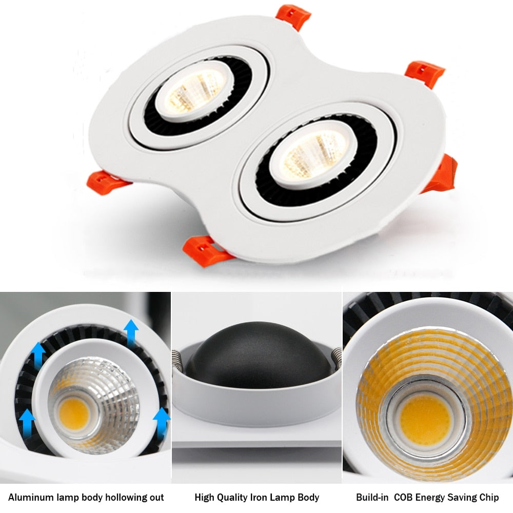DBF 360 Degree Rotatable LED Ceiling Spot Light Embedded Angle Adjustable Downlight 20W 24W Number 8 Design Downlight AC85-265V