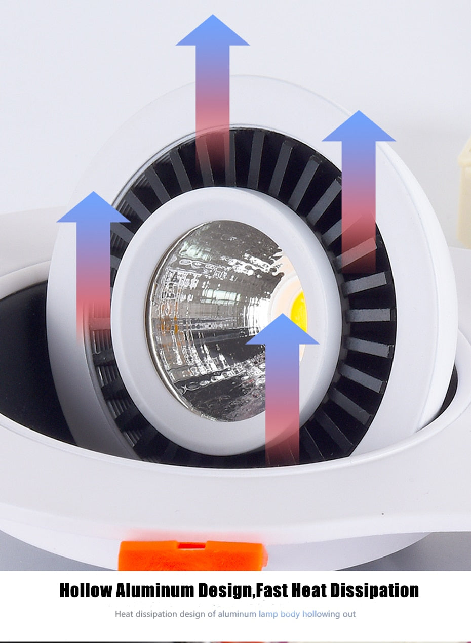 DBF 360 Degree Rotatable LED Ceiling Spot Light Embedded Angle Adjustable Downlight 20W 24W Number 8 Design Downlight AC85-265V