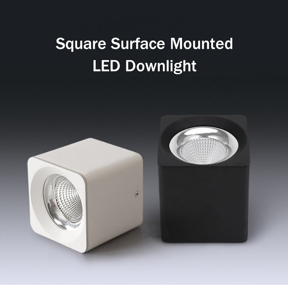 DBF Square White/Black No-Cut Surface Mounted Downlight High Power 10W 20W 30W Ceiling Spot Light 3000K/4000K/6000K AC110V 220V