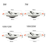 DBF Rotatable Angle LED Recessed Downlight 5W 7W 10W 12W 15W LED Ceiling Spot Light 3000K/4000K/6000K Black/White Housing Light