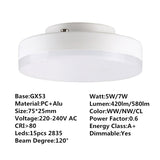 LED Light Dimmable/Non-dimmable Downlight 7W GX53 220V/110V Warm/Natural/Cool White PC with Cover Cabinet Lamp Bulb