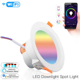 WiFi Smart LED Downlight Dimming Round Spot Light  7W RGB Color Changing 2700K-6500K Warm Cool light Work with Alexa Google Home