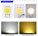 LED COB Chip Lamp 10W 20W 30W 50W 220V Smart IC No Need Driver LED Bulb 3W 5W 7W 9W for Flood Light Spotlight Diy Lighting
