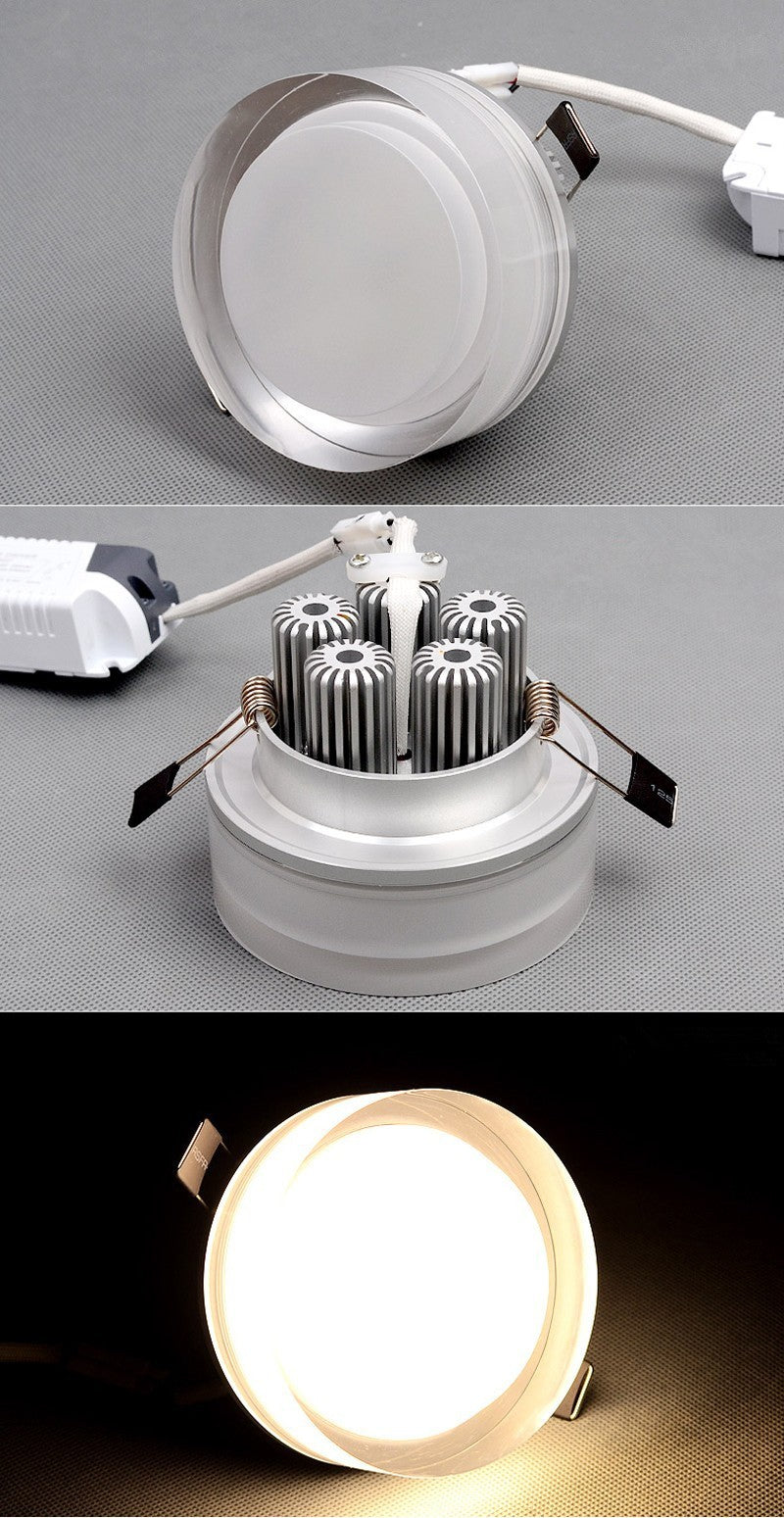 DBF Crystal Embedded in Downlight Square/Round 1W 3W 5W 7W LED Ceiling Recessed Spot Light for Home Decoration Kitchen Lighting