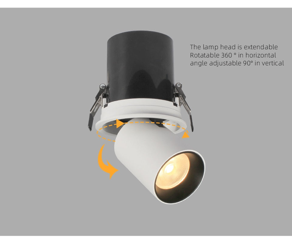 Aisilan LED Transformer downlight round extendable rotatable bendable recessed spot light COB AC90-260V