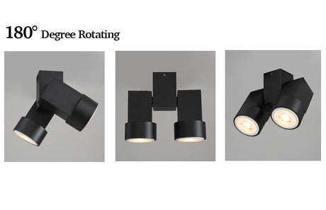 Indoor led downlight led gu10 180 adjustable double surface mount spotlight white/black ceiling light