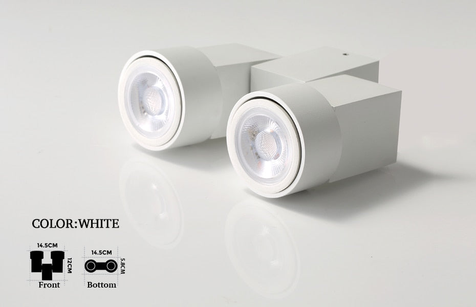 Indoor led downlight led gu10 180 adjustable double surface mount spotlight white/black ceiling light