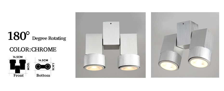 Indoor led downlight led gu10 180 adjustable double surface mount spotlight white/black ceiling light