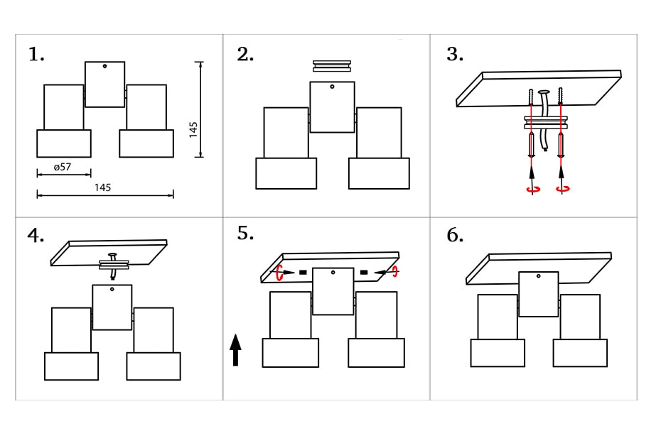 Indoor led downlight led gu10 180 adjustable double surface mount spotlight white/black ceiling light