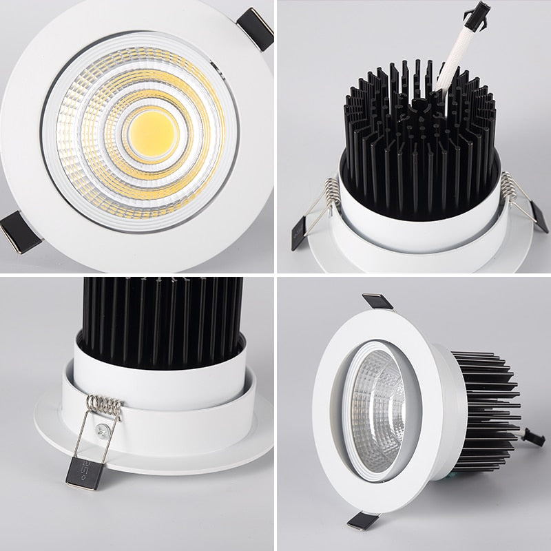 Round Dimmable Recessed COB LED Downlights 5W 7W 9W 12W 15W LED Ceiling Spot Lights AC85~265V LED Ceiling Lamps Indoor Lighting