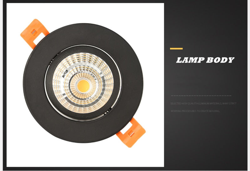 Round Dimmable Recessed COB LED Downlights 5W 7W 9W 12W 15W LED Ceiling Spot Lights AC85~265V LED Ceiling Lamps Indoor Lighting