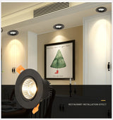 Round Dimmable Recessed COB LED Downlights 5W 7W 9W 12W 15W LED Ceiling Spot Lights AC85~265V LED Ceiling Lamps Indoor Lighting