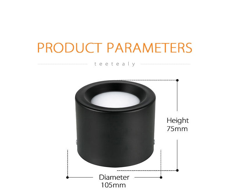 Round Surface Mounted LED Downlights 5W 7W 9W 12W Mounted Ceiling Lamps Spot Light 220V 110V Down Light black / white body