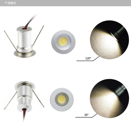 LED Mini Spotlight 15mm Cutout Recessed Lighting DC3V/12V IP65 Home Kitchen Ceiling Light 30D/120D Beam Angle
