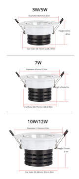 Silver White Black LED Spot Encastrable it Downlight Dimmable 3W 5W 7W 10W Recessed lighting Safety Healthy for home