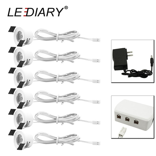 LEDIARY LED Mini Downlights Remote Control Dimmable White Spot Lamp 1.5W 110V-220V 27mm Cut Hole Size Indoor Cabinet Lighting
