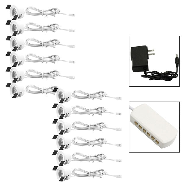 LEDIARY LED Mini Downlights Remote Control Dimmable White Spot Lamp 1.5W 110V-220V 27mm Cut Hole Size Indoor Cabinet Lighting