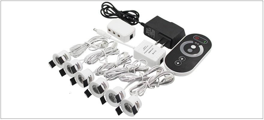 LEDIARY LED Mini Downlights Remote Control Dimmable White Spot Lamp 1.5W 110V-220V 27mm Cut Hole Size Indoor Cabinet Lighting