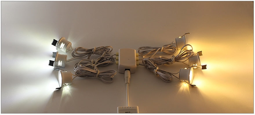 LEDIARY LED Mini Downlights Remote Control Dimmable White Spot Lamp 1.5W 110V-220V 27mm Cut Hole Size Indoor Cabinet Lighting