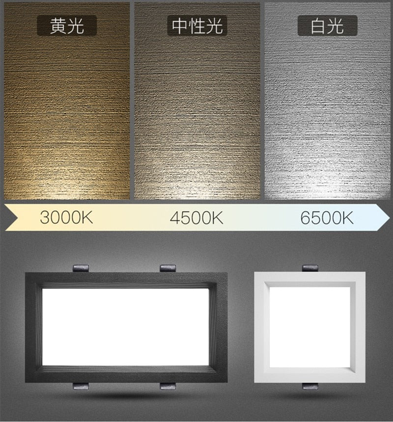 Ultra-Thin Square Recessed LED panel lights LED Ceiling Lights AC85-265V LED Downlights Warm/Cool White Indoor Lighting