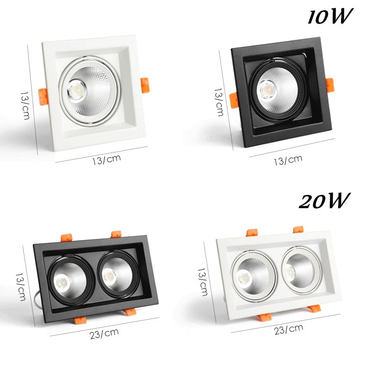 LED Downlights 1pcs COB 10w 20w Surface Mounted dimmable LED Ceiling Lamps Spot Light square Rotation LED Downlights