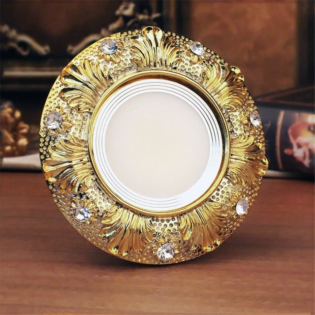 American Luxury Resin Gold Carved Pattern Led Downlight 3W 5W 110V 220V Indoor Ceilings Embedded Spotlight Hallway Kitchen Lamp