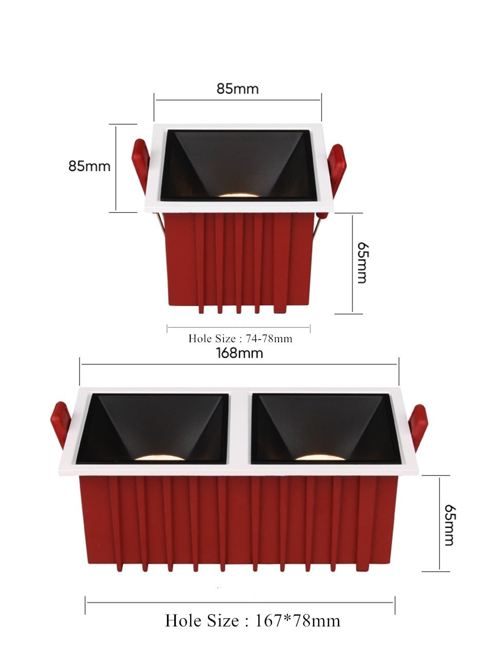 NO Dazzling Recessed LED Downlight Dimmable 24W 12W 7W COB LED Spot Lighting 220V 110V Recessed LED lamp for indoor Ceiling lamp