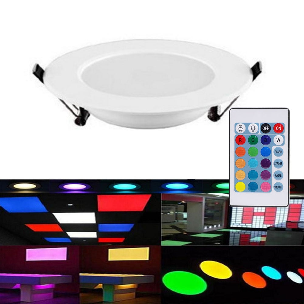 Round LED Panel Light Recessed Kitchen Bathroom Ceiling Lamp AC85-265V 3W 5W 10W LED Downlight With RGB 24Key remote control