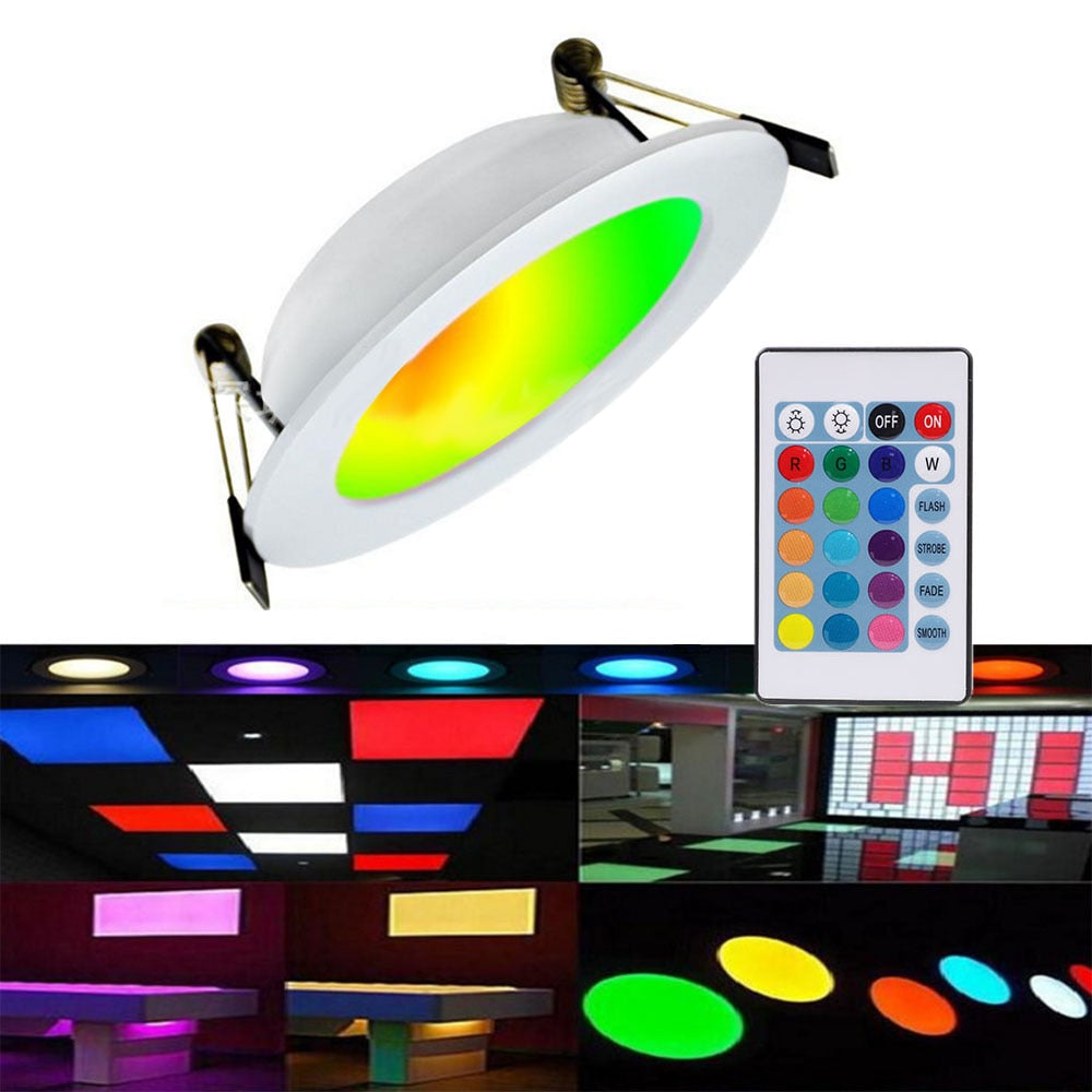 Round LED Panel Light Recessed Kitchen Bathroom Ceiling Lamp AC85-265V 3W 5W 10W LED Downlight With RGB 24Key remote control