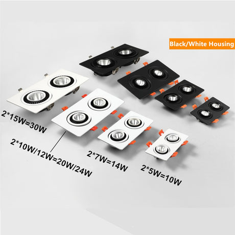 360 Angle Rotatable LED COB Recessed Downlight Square 10W 14W 20W 24W Ceiling Spot Light for Picture TV Background AC 220V