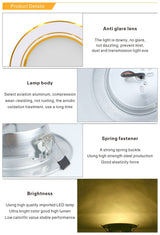 Ultra Bright Round LED Downlight 5W 7W 9W 12W 15W 18W Gold Ultra Thin Aluminum AC220V LED Down Light Ceiling Recessed Spot Light
