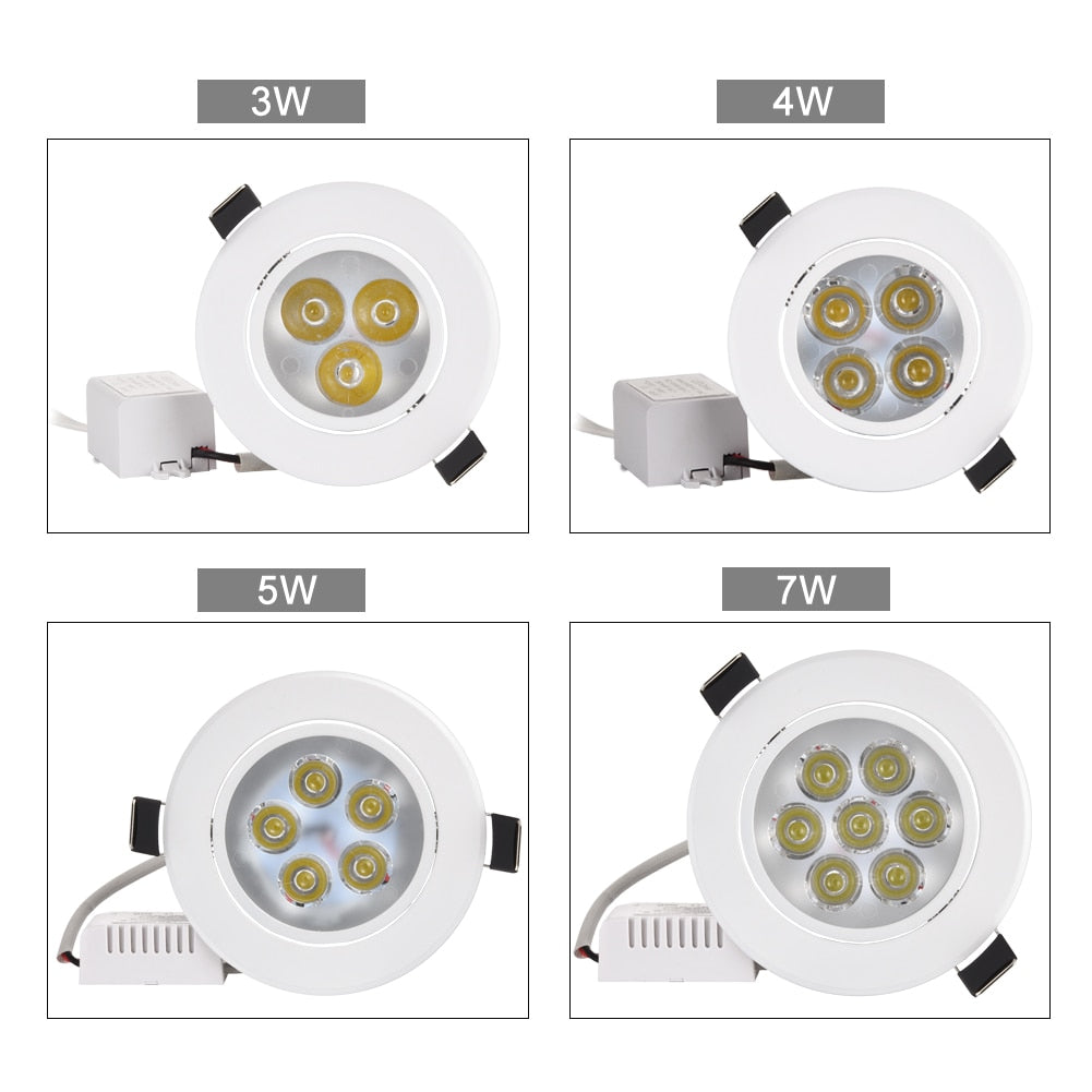 New 20pcs Dimmable Recessed led downlight 3W 4W 5W 7W dimming LED Spot light led ceiling lamp AC 110V 220V