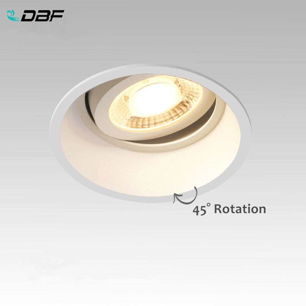 DBF Angle Adjustable Deep Anti-Glare LED COB Recessed Downlight 5W 7W 12W 15W Round White LED Ceiling Spot Light Pic Background