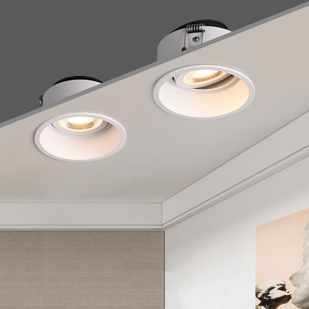 DBF Angle Adjustable Deep Anti-Glare LED COB Recessed Downlight 5W 7W 12W 15W Round White LED Ceiling Spot Light Pic Background