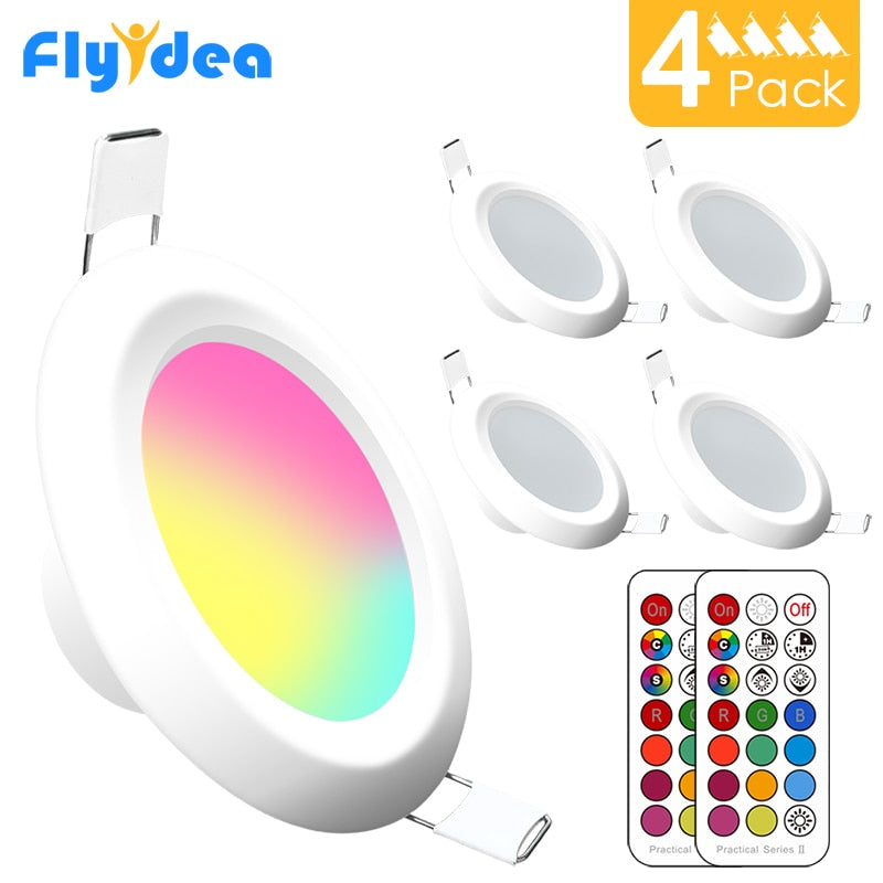 LED Round Downlight 7W RGBW LED Ceiling Multicolor Dimmable Recessed Spot Light Infrared controller Color Changing AC 110V/220V