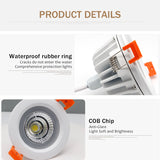 Square/Round LED COB Downlight IP65 Recessed Led Ceiling Lamp Waterproof Spot Led 5W 7W 9W Indoor Bathroom Balcony Light Fixture